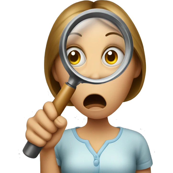 shocked woman with magnifying glass emoji