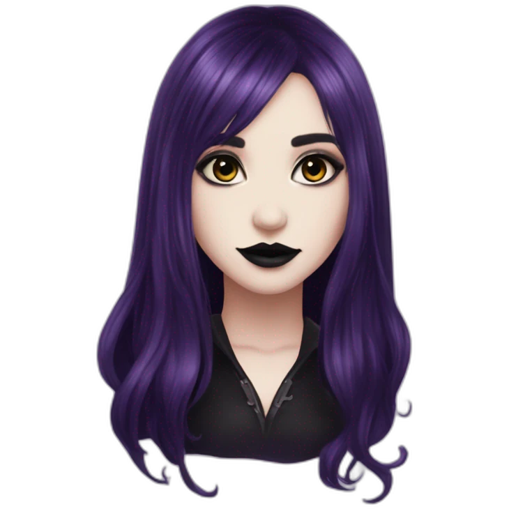 Elissabat-with-bangs-long-hair-dark-purple-and-black-vampire-goth-makeup-pinkeyes-romanticgothcloses- emoji