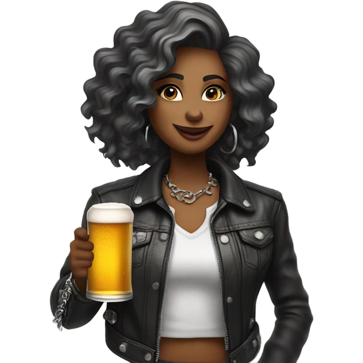 Rock and roll lady drinking a beer  emoji