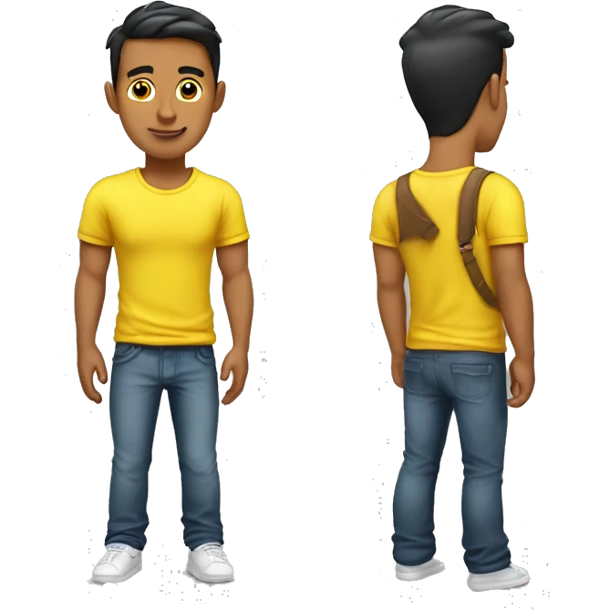hombre joven con playera amarilla con cabello chino largo de piel blanca emoji