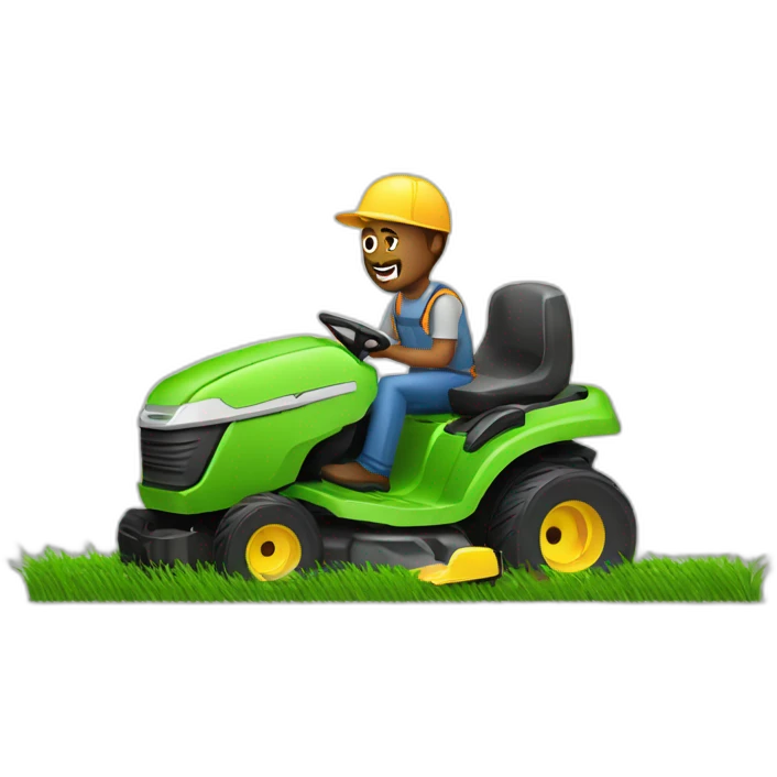 normal man cutting grass with lan mower emoji