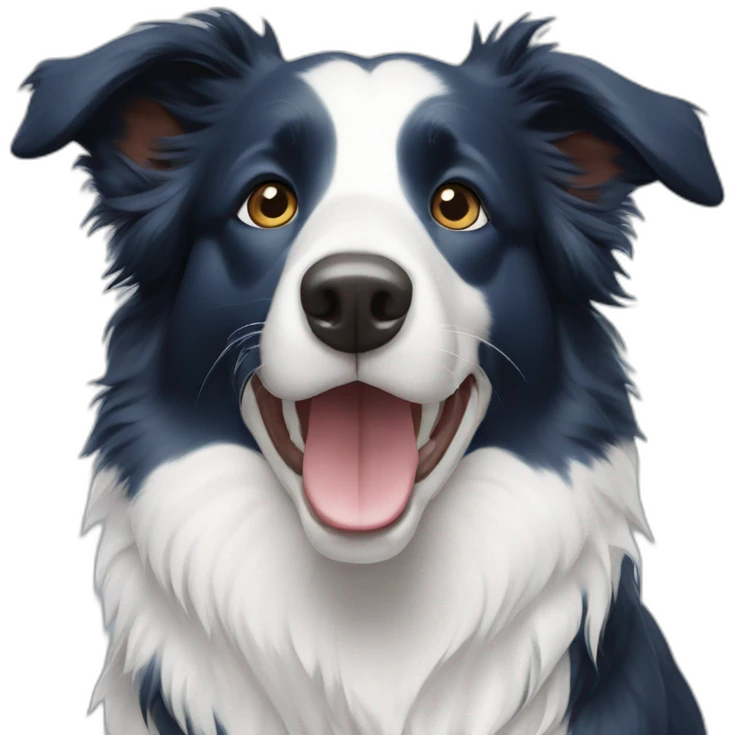 A deep Blue and white border collie emoji