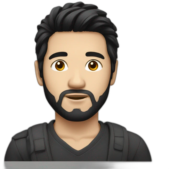 White man laptop black hair asian emoji