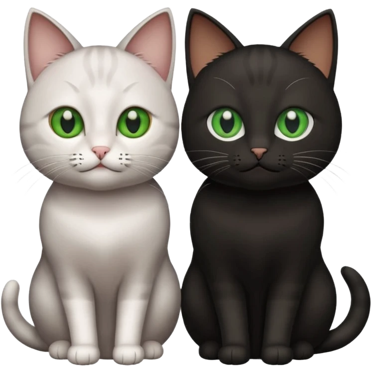 Can you make an emoji of two cats looking at each other, one black with brown eyes and the other gray with green eyes? emoji