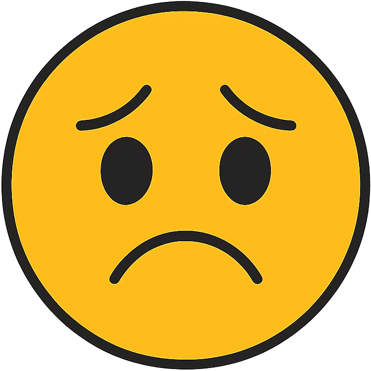 animated sad face emoji, modern color icon style, expressive, clear lines, simple shading emoji