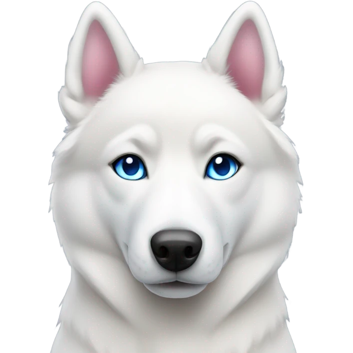 White husky with  bright pink nose nose and blue eyes emoji