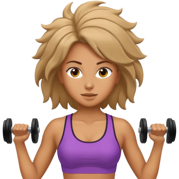 one women working out open hair emoji