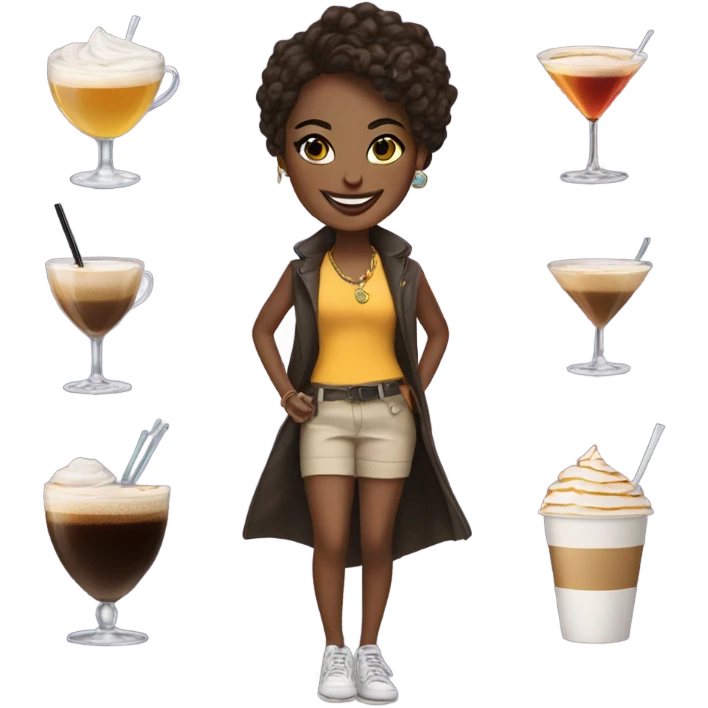 girls with accessories, smiles and espresso martinis emoji