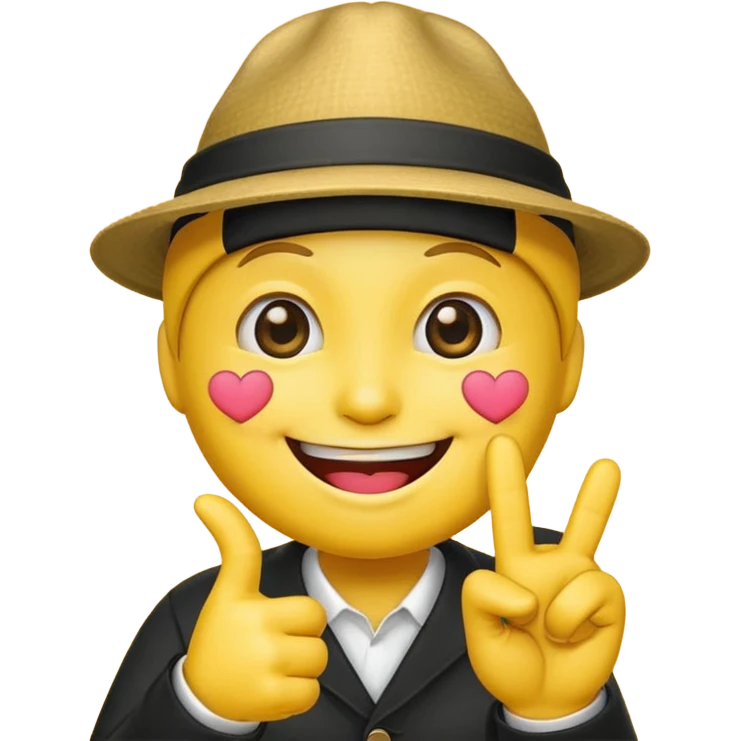 A Smiling Face with Smiling Eyes emoji with a hand korean finger heart emoji that has the middle finger sticking out emoji