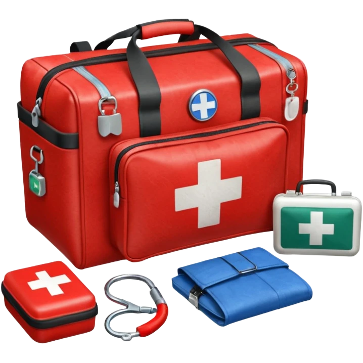 A paramedic’s emergency kit bag placed beside the ambulance door.
 emoji