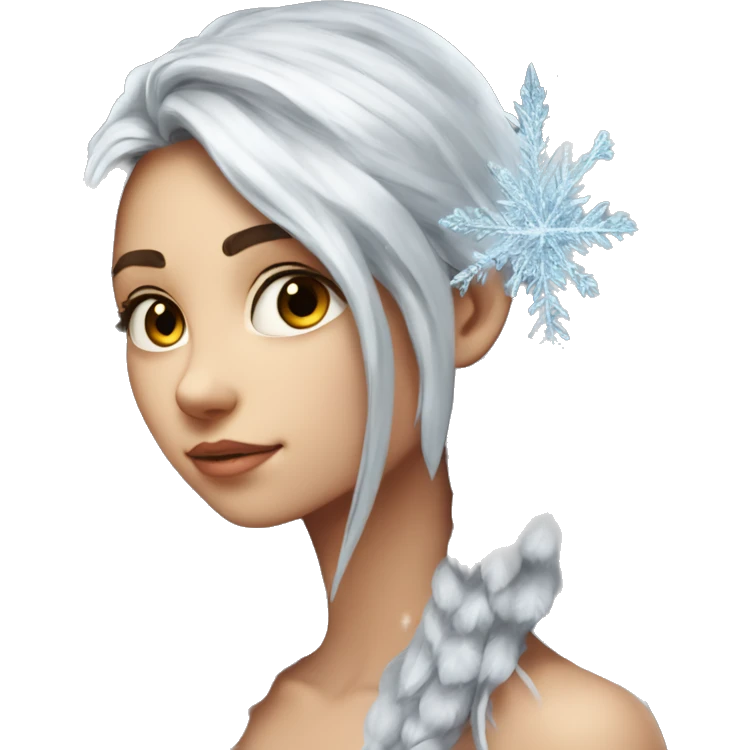 big wings, silver, feather, icy ,snowflake, Beautiful, fairy, long hair emoji