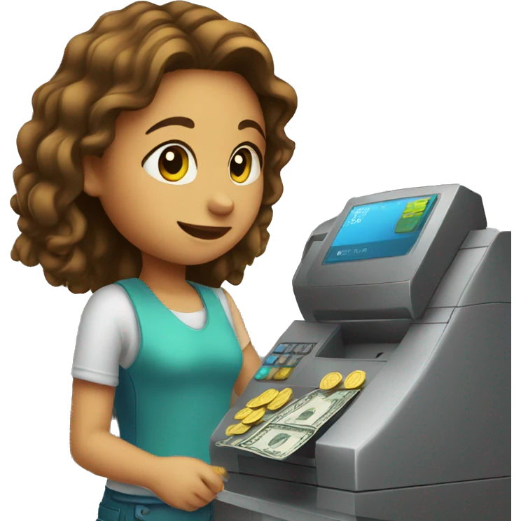 girl paying at the cash register emoji