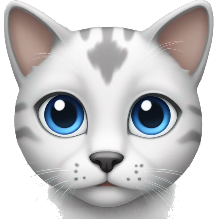 gray and white cat with blue eyes emoji