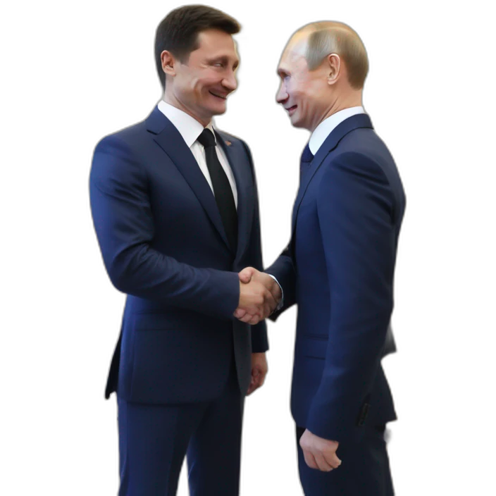 Putin and Zelensky shake hands with each other (handshake of Zelensky and Putin emoji