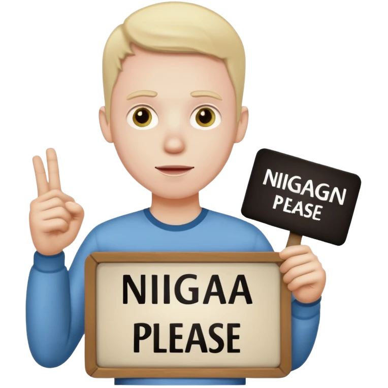 A white man holding a sign that says Nigga please emoji