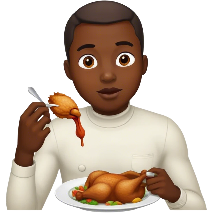 Black man eating Chiken emoji