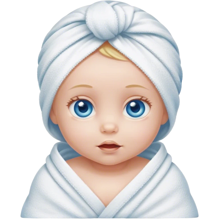 Baby girl wrapped  in towel,blue eyes  emoji
