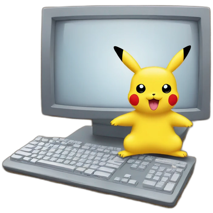 pikachu and a computer emoji