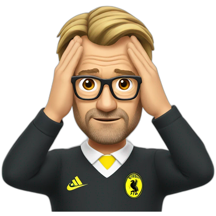 jurgen klopp placing hands under the head emoji