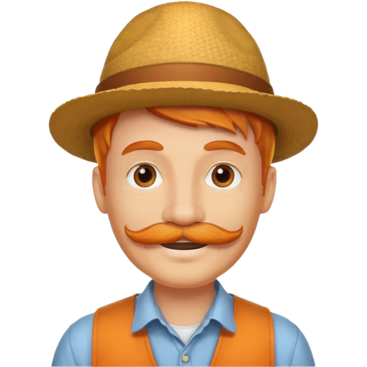 orange-haired mustache man with hat emoji