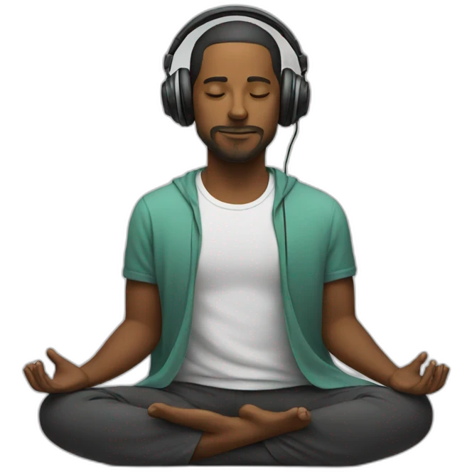 man meditating with headphones emoji