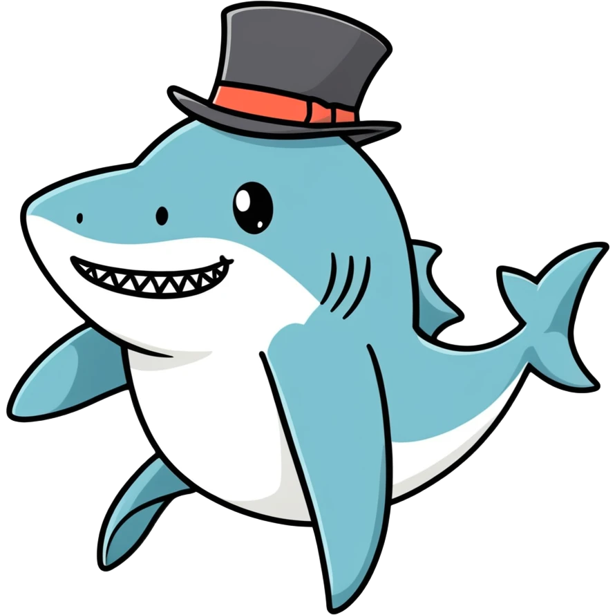 Shark with a top hat emoji