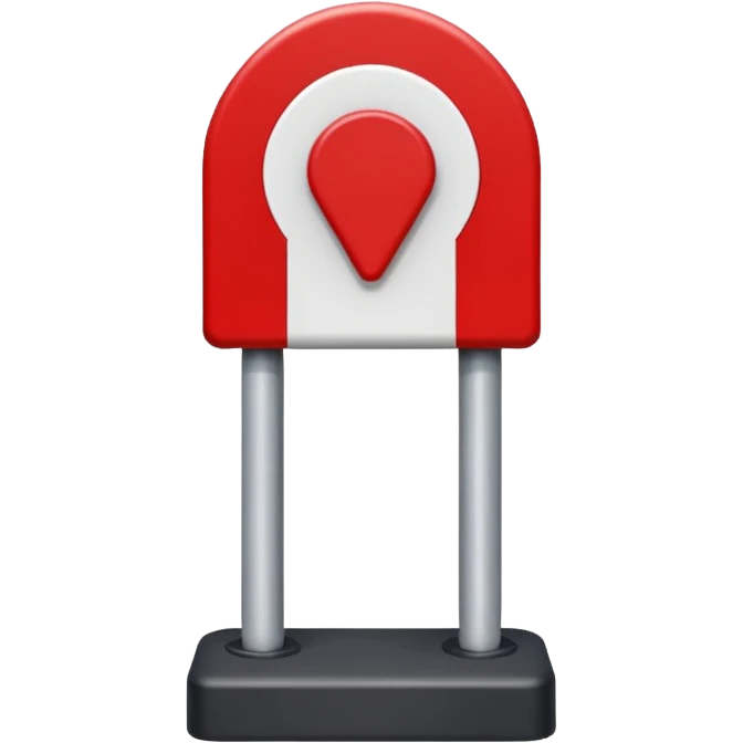 Représente moi une borne kilométrique rouge et blanche le bas est blanc et rectangulaire et le haut est en demi cercle rouge emoji