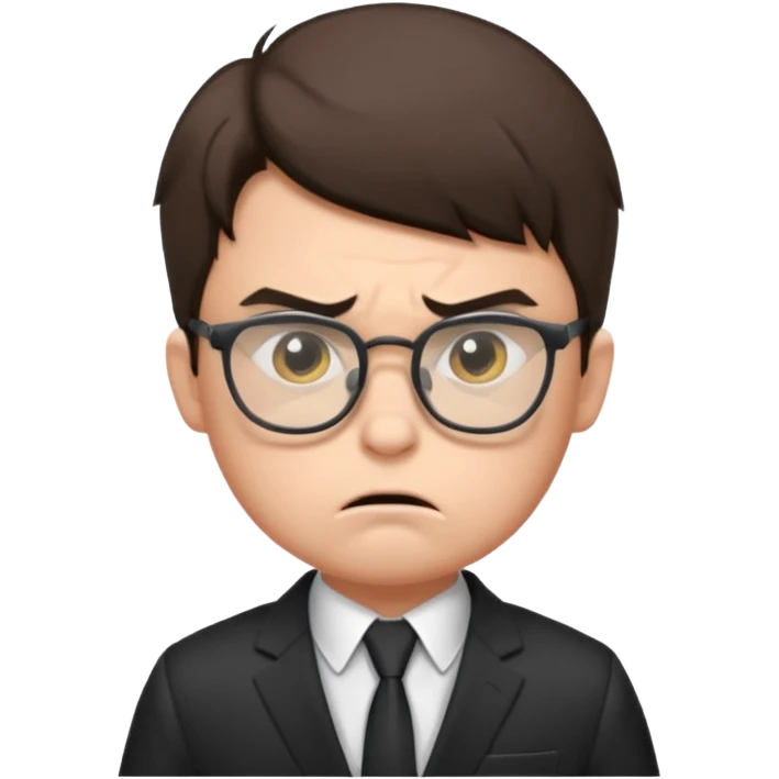 aggressive boy with glasses in suit emoji