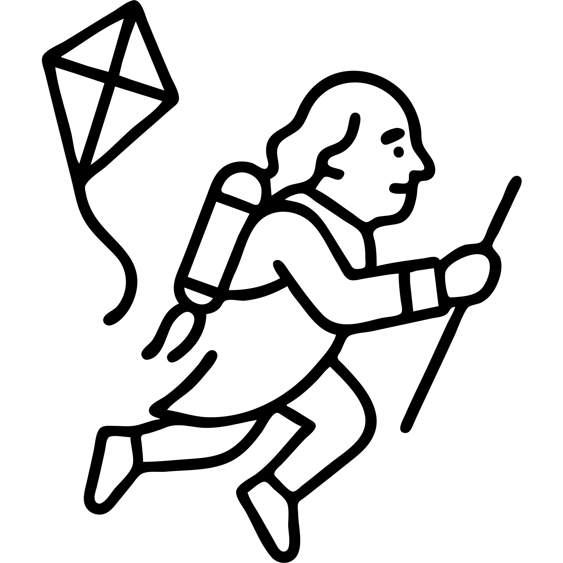 Ben Franklin flying with a jetpack and holding a diamond kite, clean modern outline, no fill emoji