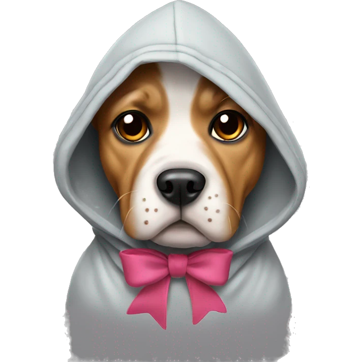 Dog wearing a hoodie with a bow  emoji