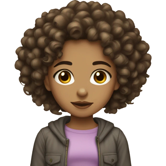 Lightskin girl with dark curly hair and light hazel eyes   emoji