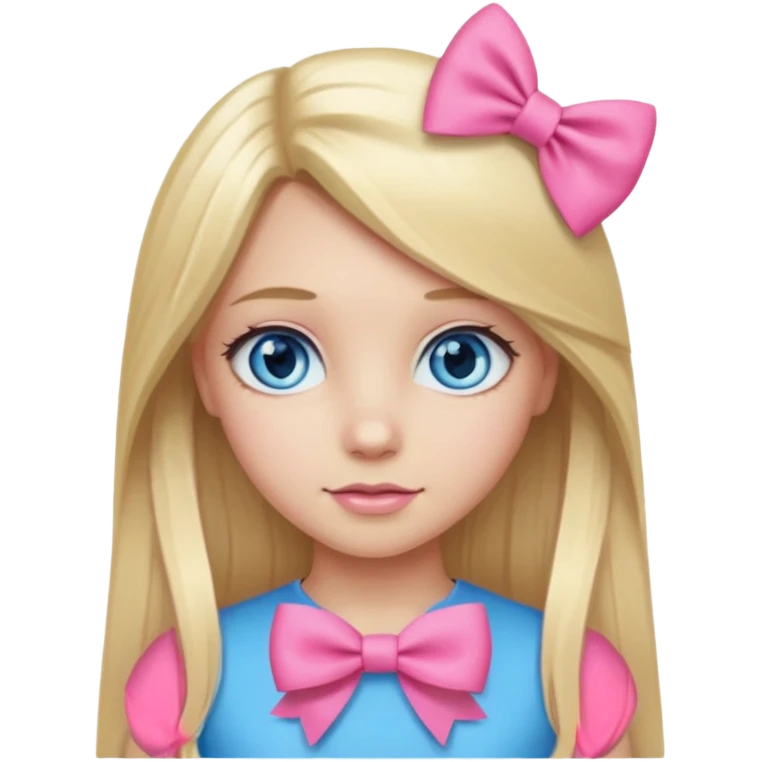 Blonde girl with pink bow blue eyes  long straight hair  emoji