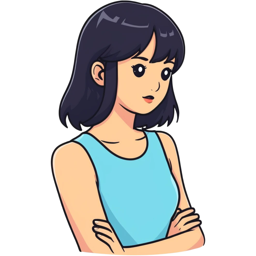 young woman with black hair, 25 years old emoji