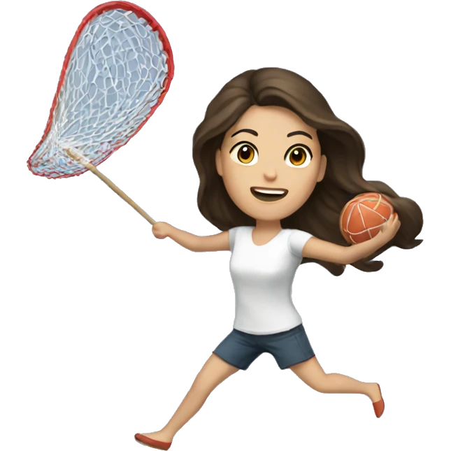 Brunette female throwing a net to catch a man emoji