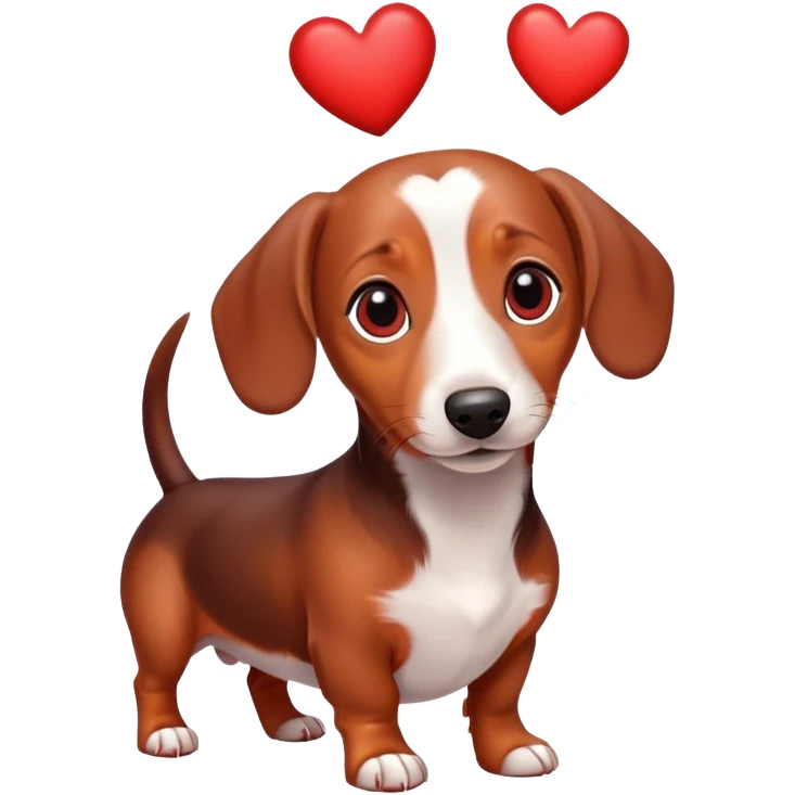 dachshund with hearts emoji