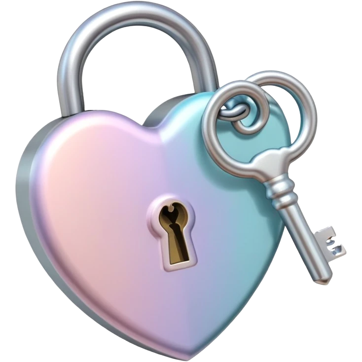 Pastel heart-shaped lock and key emoji