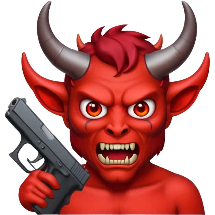 Emoji de cara de demonio agarrando una glock 18 emoji