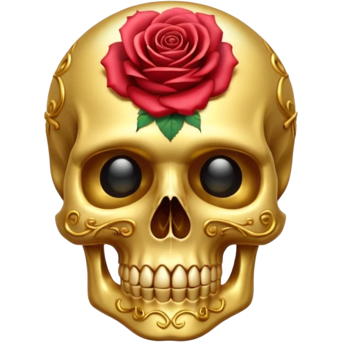 shiny golden skull emoji with a rose ring emoji