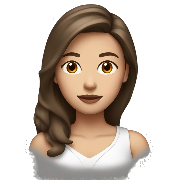A girl with brown Hair  and Brown eyes, round lips and a sharp jawline but no clear skin emoji
