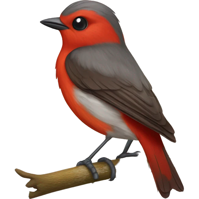 red male flycatcher bird emoji