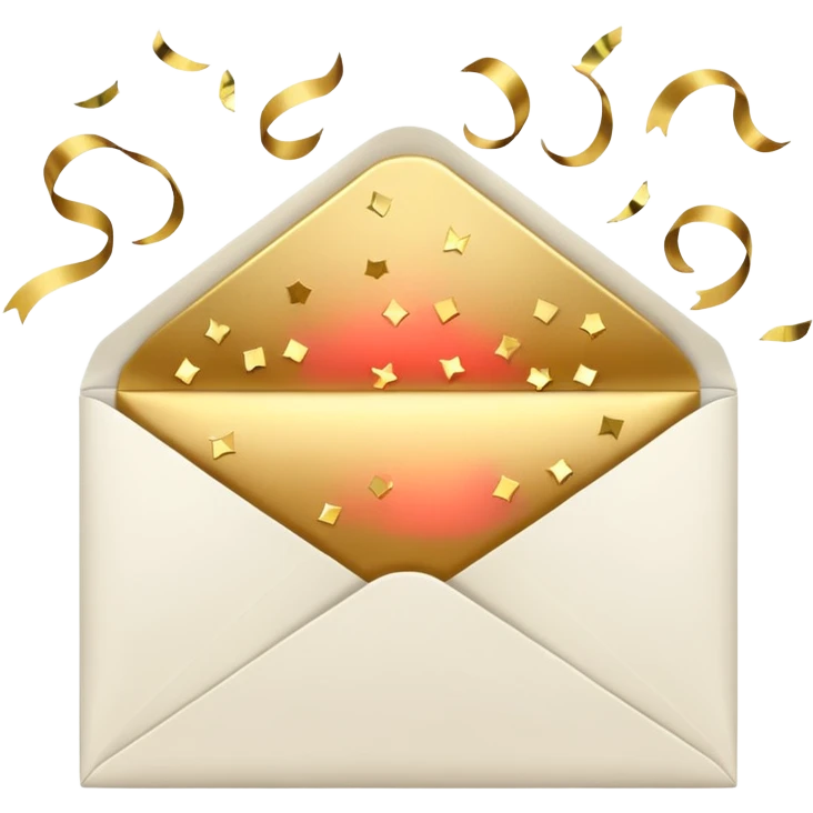 white envelope фтв gold confetti emoji