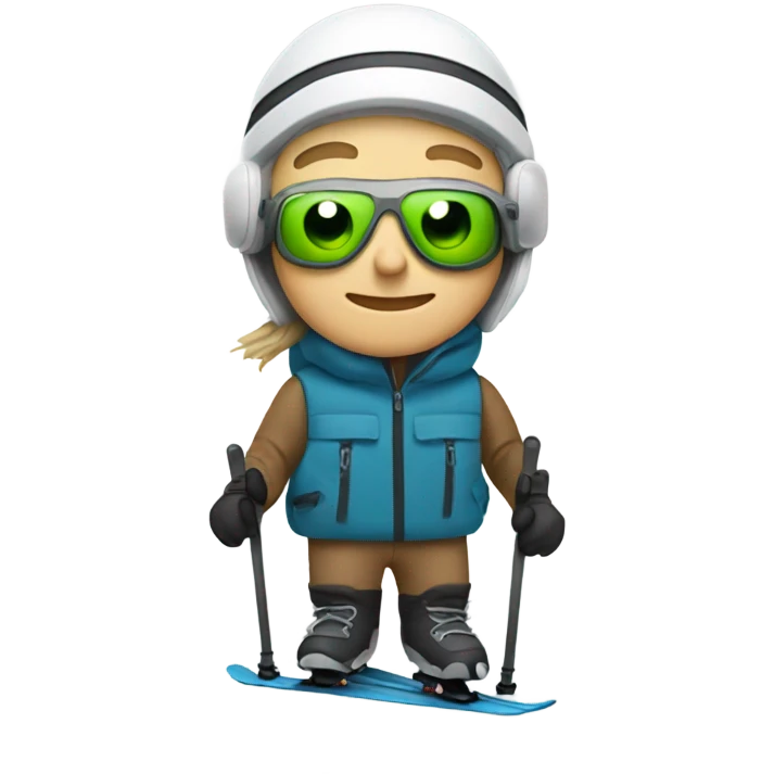 white guy with stubs in skiing gear emoji
