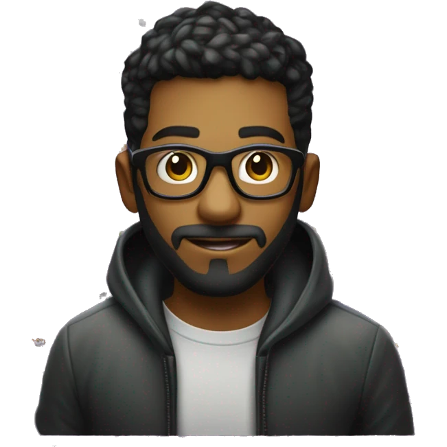 Crie um emoji gamer para minhas lives na twitch, cabelo preto de oculos com visual hacker emoji