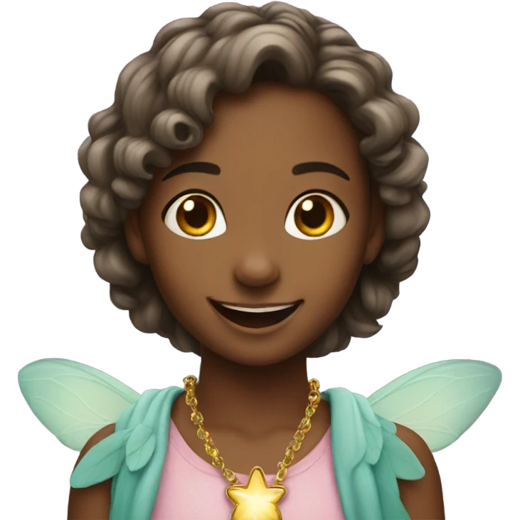 smiling girl with necklace fairy emoji