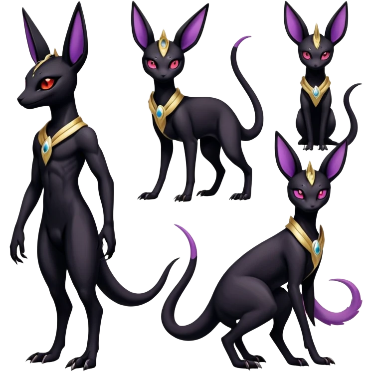 Shiny Dark Edgy Gothic Gloomy Futuristic Salandit-Umbreon-Espeon-Anubis-Hybrid (Full body) emoji