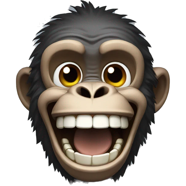 Laughing pixelated chimp emoji