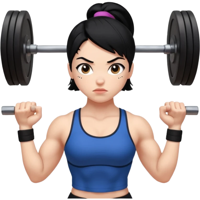 Weightlifting girl with black hair emoji