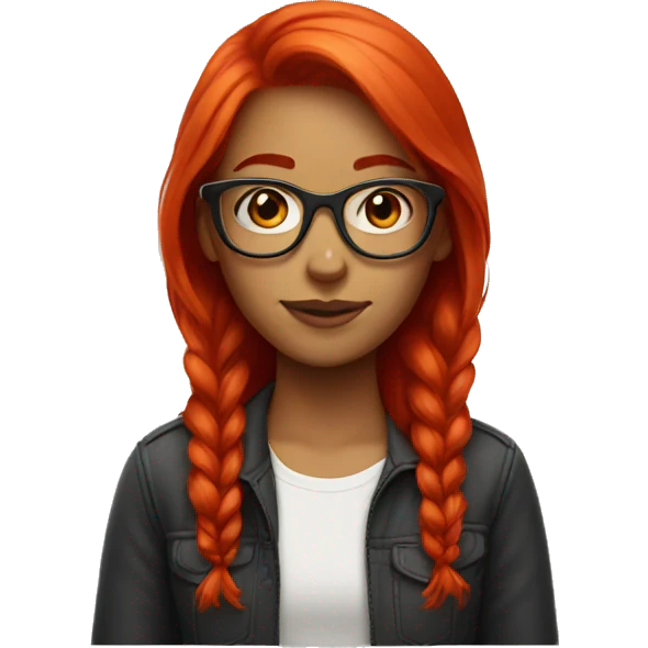Girl with bright red hair and glasses emoji