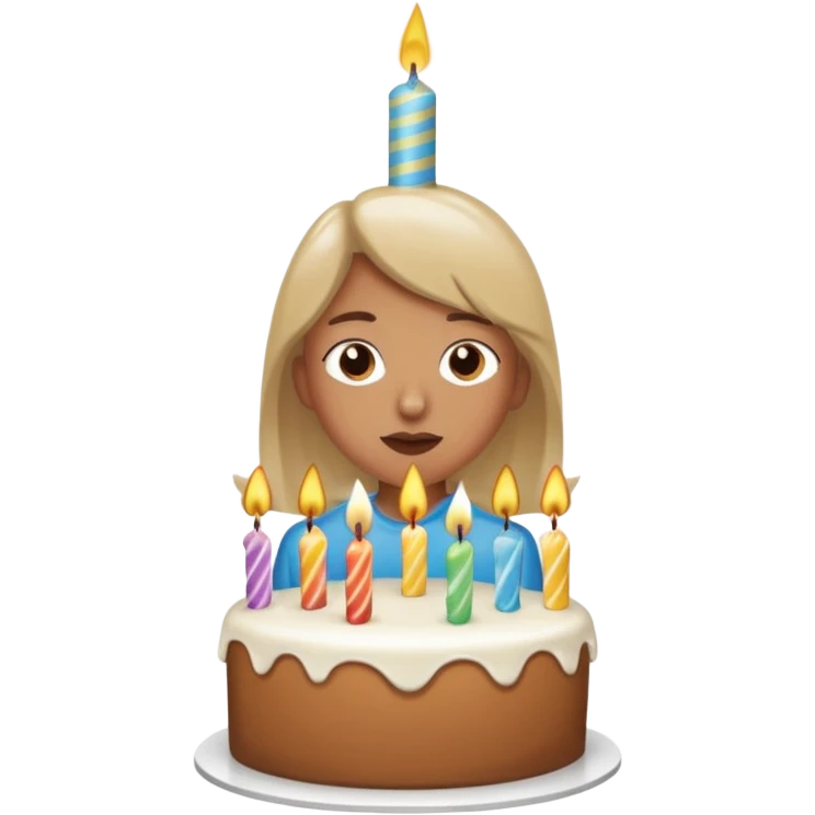 person blowing out birthday cake candles emoji