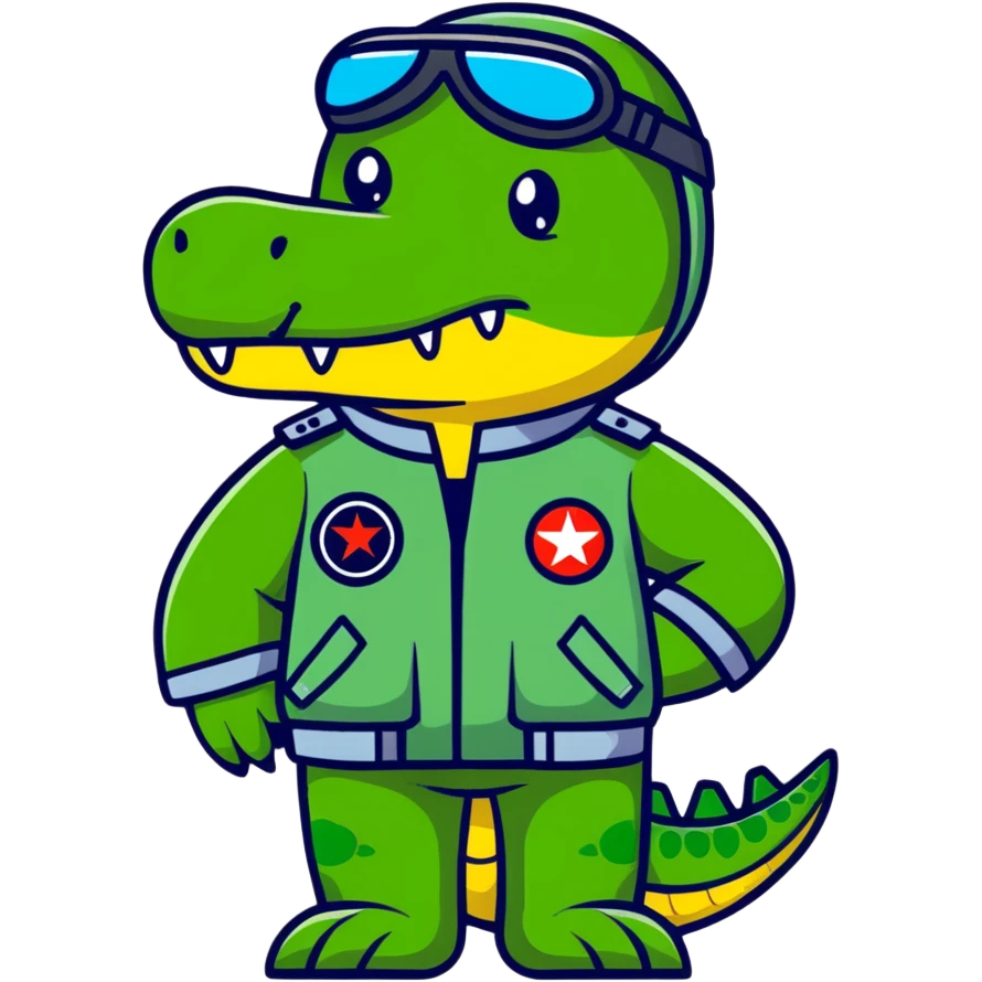 crocodile as a bomber pilot emoji